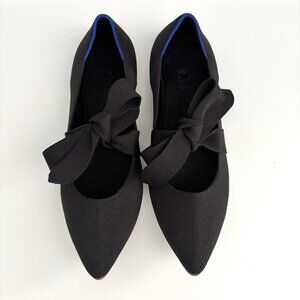 Rothy’s The Point Mary Jane Bow Tie Black Knit Ballet Flats Women’s Size 10 Shoe